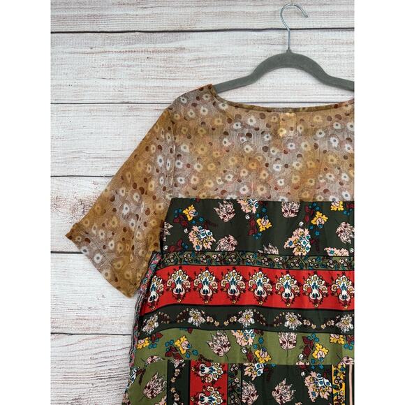 Tiny Anthropologie BOHO Mixed Print Mini Dress Women's S Multicolor NEW - Picture 4 of 12